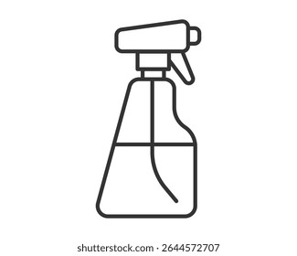 Clean minimalist outline icon of a spray bottle. Symbolizes cleaning, hygiene, or disinfection. Suitable for websites, apps, or print materials. Vector illustration.