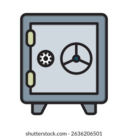 A clean and minimalist outline illustration of a safe, perfect for financial security concepts, asset protection, or design projects