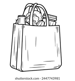 Clean and minimalist outline vector icon of a plastic bag, perfect for various graphic design applications.