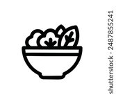 A clean and minimalist outlined salad icon Ideal for use in web design, apps, and menus