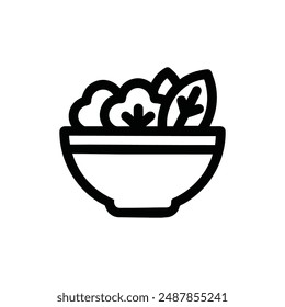 A clean and minimalist outlined salad icon Ideal for use in web design, apps, and menus