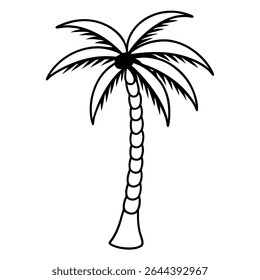 A clean, minimalist palm tree vector in classic black and white, perfect for a range of design projects.