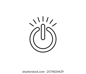 Clean, minimalist power button icon graphic with radiating lines, suggesting activation or energy. Ideal for website design, app interfaces, presentations, and techrelated projects.