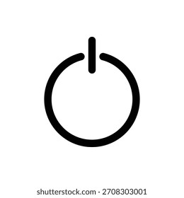 Un ícono de Botón de energía limpio y minimalista, que representa las funciones de inicio, parada o apagado. Música y medios de una sola línea icono de diseño de interfaz de usuario.