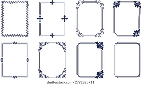 Clean and minimalist rectangular frame collection featuring subtle corners and botanical details perfect for modern certificates or photo borders.