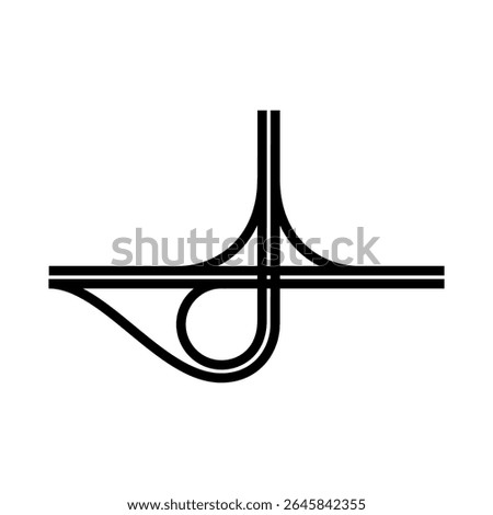 clean, minimalist representation of a highway interchange is ideal for themes of travel, logistics, connection, and infrastructure. geometric lines offer a modern aesthetic for maps or data visuals