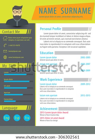 clean minimalist resume templateflat design c vvector stock vector flat design resume