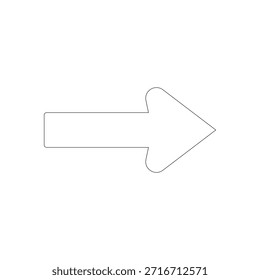 Uma seta para a direita limpa e minimalista com um contorno simples. Este gráfico versátil é perfeito para indicar a direção, o progresso ou um próximo passo em apresentações, sites ou interfaces digitais.