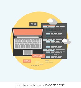 Un conjunto limpio y minimalista de iconos planos diseñados para el desarrollo, mostrando una variedad de herramientas y conceptos esenciales con una estética moderna y simple.