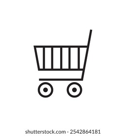 A clean and minimalist shopping cart icon in vector EPS format, perfect for ecommerce websites, apps, and UI or UX designs. Scalable and easy to customize for any digital project.