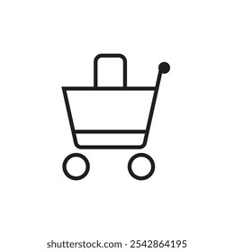 A clean and minimalist shopping cart icon in vector EPS format, perfect for ecommerce websites, apps, and UI or UX designs. Scalable and easy to customize for any digital project.