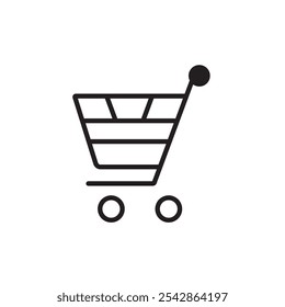 A clean and minimalist shopping cart icon in vector EPS format, perfect for ecommerce websites, apps, and UI or UX designs. Scalable and easy to customize for any digital project.