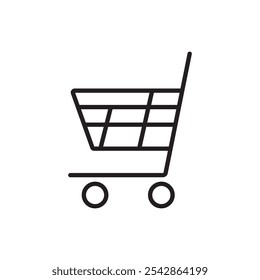 Un ícono de Carrito de compras limpio y minimalista en formato EPS de Vector, perfecto para Sitios web de comercio electrónico, App y diseños de interfaz de usuario o UX. Escalable y fácil de personalizar para cualquier proyecto digital.