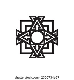 clean minimalist square box ornament visual logo, highly creative monogram style icon symbol.