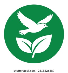 clean minimalist sticker design conveying environmental sustainability and animal sanctuary themes.