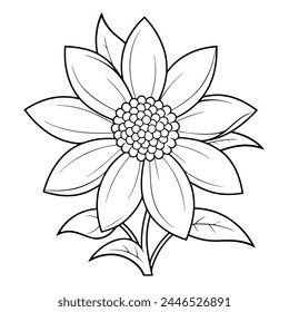 Clean and minimalist sunflower outline icon, perfect for botanical designs.