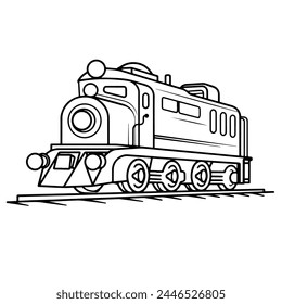 Clean and minimalist toy train outline icon, ideal for playful graphics.