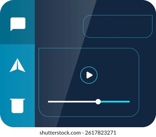 Clean and minimalist user interface concept for a messaging application. The design includes a sidebar with message, send, and trash icons