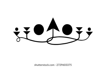 Un diseño de Vector limpio y minimalista con una flecha y círculos, que representan conceptos de dirección, progreso e innovación.