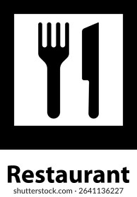 A clean, minimalist vector graphic of a fork and knife, signifying a restaurant.