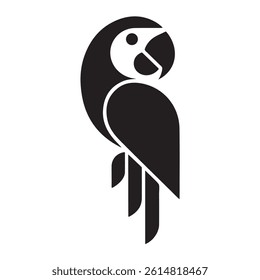A clean, minimalist vector graphic of a parrot in profile view.