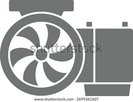 A clean, minimalist vector graphic representing a centrifugal pump, a crucial piece of machinery used for moving fluids. Its simple design makes it versatile for various technical and industrial appli