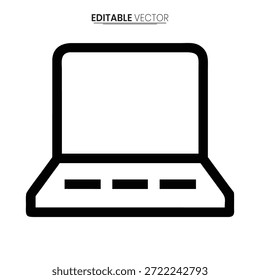 Sauberes und minimalistisches Vektorsymbol, das einen Laptop darstellt, geeignet für digitale Schnittstellen und Designs.
