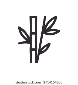 A clean and minimalist vector icon featuring a bamboo plant with its distinctive stalk and leaves perfect for natural and oriental design themes.