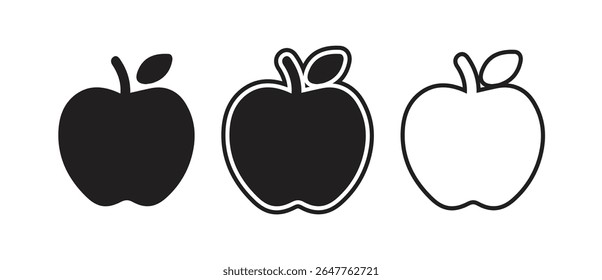 Uma ilustração vetorial limpa e minimalista de uma maçã. Ideal para projetos de alimentos saudáveis, ícones de aplicativos, materiais educativos, rótulos de produtos ou promoções com tema de frutas. Totalmente dimensionável.