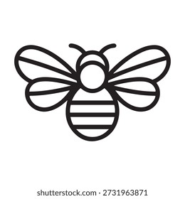 Uma ilustração vetorial limpa e minimalista de uma abelha. Este design de arte de linha apresenta uma abelha estilizada com asas detalhadas e corpo listrado, perfeito para vários projetos de design. Ideal para materiais de marca, web design e impressão.