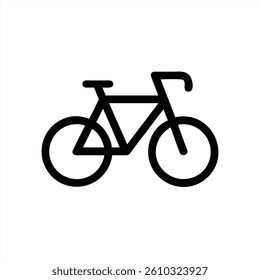A clean and minimalist vector illustration features a bicycle outlined in black. The design highlights the basic structure, perfect for various design applications and projects.