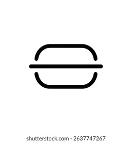 A clean, minimalist vector illustration featuring a black horizontal rectangle with rounded corners. A straight line divides the rectangle horizontally in this simple design.