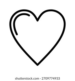 Una Ilustración vectorial limpia y minimalista de un símbolo de corazón en forma de contorno. Amor y Boda de una sola línea icono de diseño de interfaz de usuario.