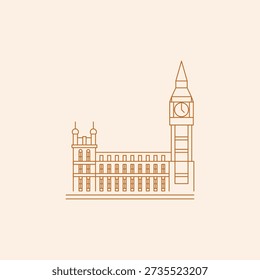 A clean, minimalist vector illustration of London’s iconic Big Ben (Elizabeth Tower). This high-quality graphic captures the timeless Gothic architecture of Westminster, making it perfect for travel apps, British-themed branding, and European tourism content.