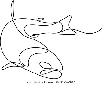 A clean, minimalist vector illustration of a killer whale leaping out of the water in a dynamic pose, perfect for marine or wildlife-themed projects.
