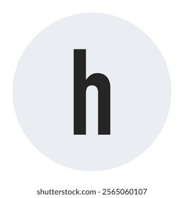 A clean and minimalist vector illustration of the lowercase letter “h” in bold black, centered within a light circular background. Perfect for branding, typography projects, or modern graphic designs.