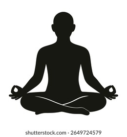 A clean and minimalist vector illustration of a person meditating in the full lotus pose, symbolizing yoga, mindfulness, and spiritual well-being. Perfect for wellness content, meditation apps.