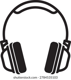 Clean, minimalist vector illustration of stylish over-ear headphones featuring soft black ear cushions and sleek design for audio devices.
