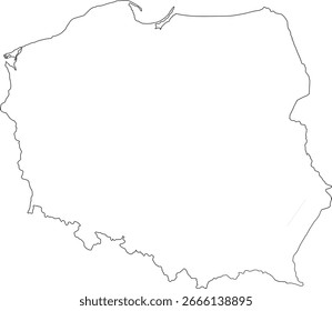 Um mapa de contorno vetor limpo e minimalista da Polônia. Ideal para designs que precisam de uma forma geográfica simples e elegante para projetos de viagens, educação ou web