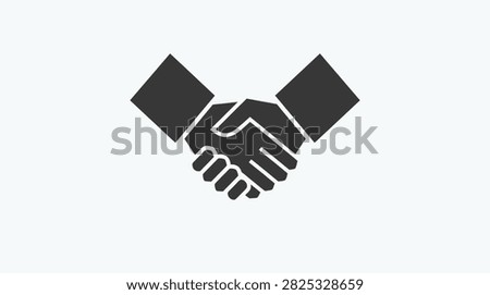 A clean, minimalist vector-style illustration of a handshake, symbolizing partnership, agreement, trust, and professional business cooperation.