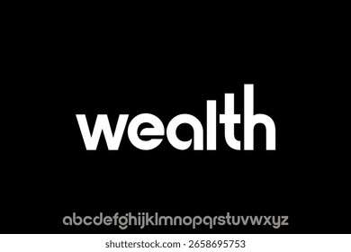 Sauberer und minimalistischer Typografie-Vektor mit abgerundeter Schrift, begleitet von einem vollständigen Satz von Kleinbuchstaben. Ideal für Finanz-, Design- oder Markenthemen.