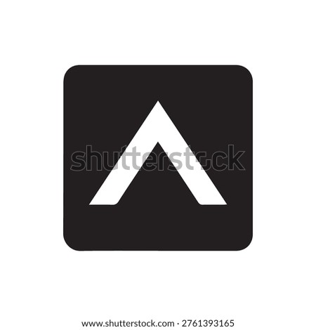 A clean minimalist white chevron arrow pointing upwards inside a black rounded square ideal for user interfaces web design and digital navigation.