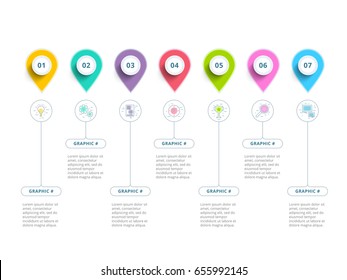 Clean minimalistic business 5 step process chart infographics with step circles. Bright corporate graphic elements. Company presentation slide template. Modern vector info graphic layout design.