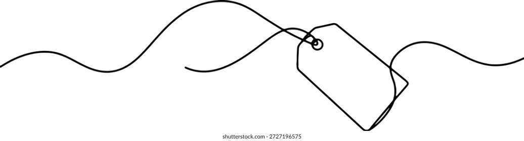 A clean and minimalistic continuous one line drawing of a tag with a string, vector illustration