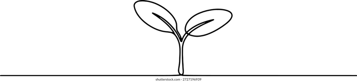 Un dibujo continuo limpio y minimalista de una línea de un brote de planta, Ilustración vectorial