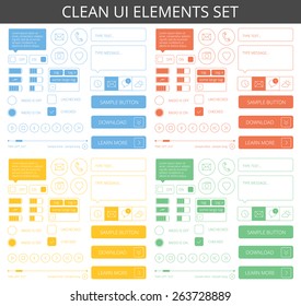 Clean minimalistic elements for web and mobile. 4 different color schemes - blue, red, green and yellow. Isolated on white background.