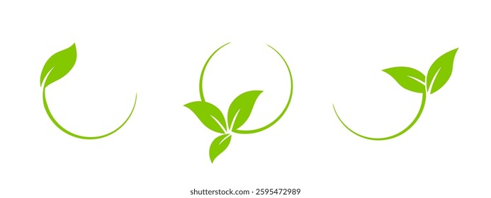 A clean and minimalistic green leaf icon, showcasing eco friendly energy, recycling, and vegan lifestyles, ideal for bio products and nature focused branding.