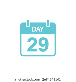 A clean, minimalistic image showing a teal calendar icon displaying 'Day' above the number '29', set against a white background, ideal for graphic design applications.