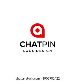 Clean and minimalistic logo about pin locator and chat on white background.
EPS 10, Vector.