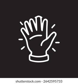 A clean minimalistic outline of a hand reaching out, suggesting connection invitation or offering support on a black background.